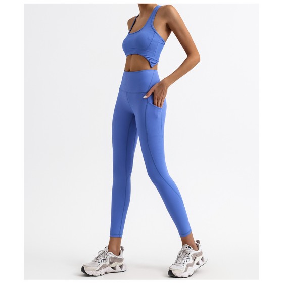 Ribbed fabric Bra + Leggings Yoga Fitness Set PBD15